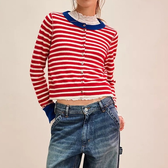 Free People Nocturnal striped cardi, XS NWT - Picture 2 of 7